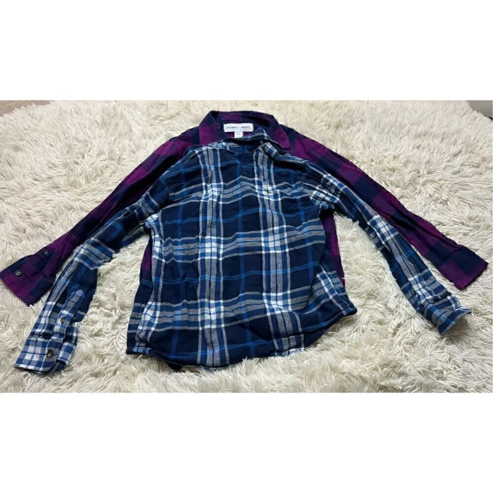 4 piece size 7-8 Boys Long Sleeve Button Down Flannel Bundle by Old Navy & Aberc